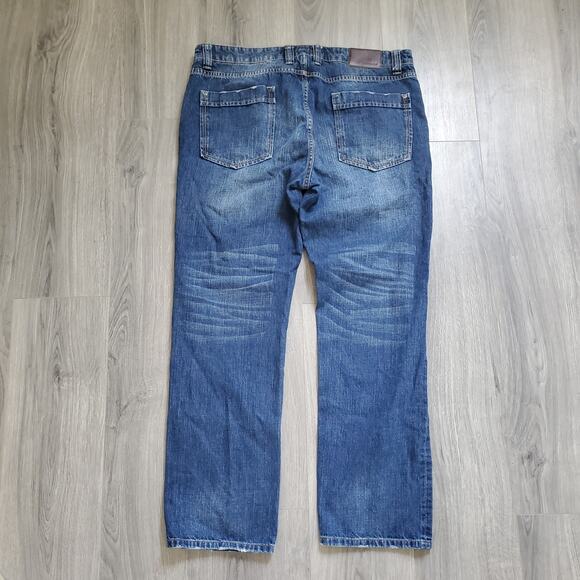 Carbon2Cobalt Jeans Mens 38 Blue Denim Straight Leg Selvedge - Picture 4 of 10